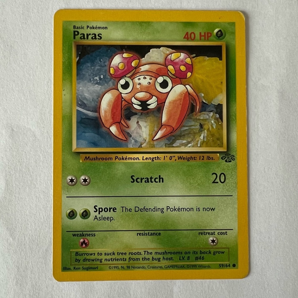 Vintage Pokemon Paras Playing Card